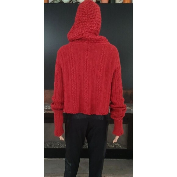 Cable Knit Sweater Lagenlook Hand Knit by Dollie Wool Flared Long Sleeve Buttons - Picture 8 of 11